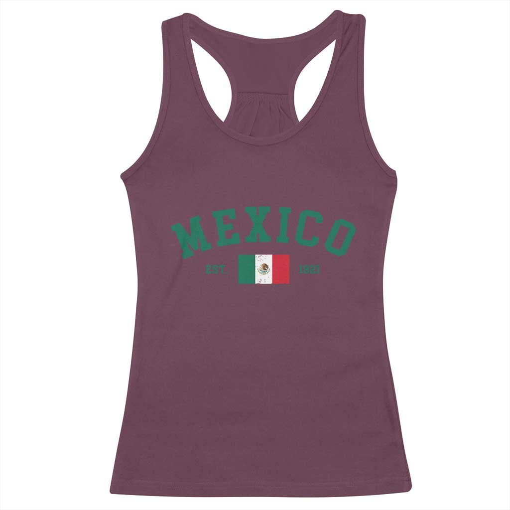 Mexico Mexican Flag Vintage Pride Racerback Tank Top TS14 Maroon Print Your Wear