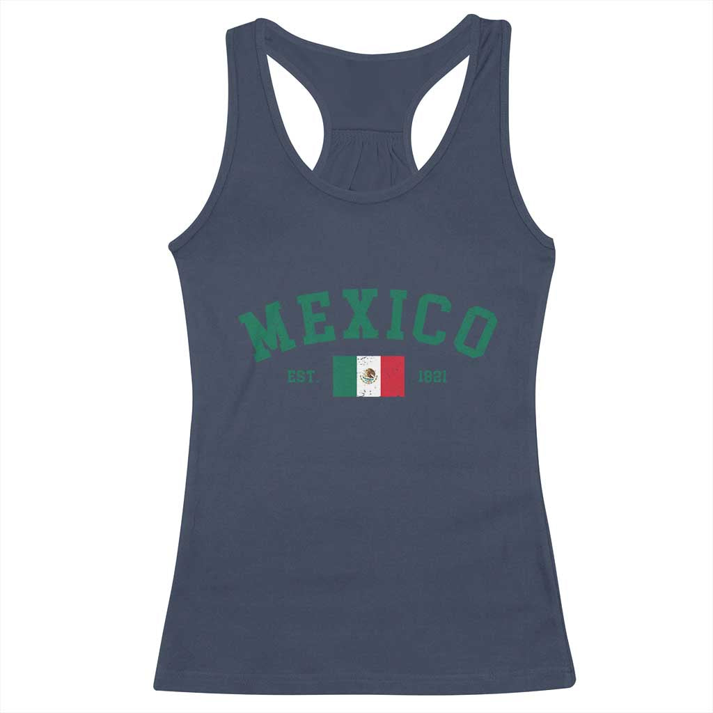 Mexico Mexican Flag Vintage Pride Racerback Tank Top TS14 Navy Print Your Wear