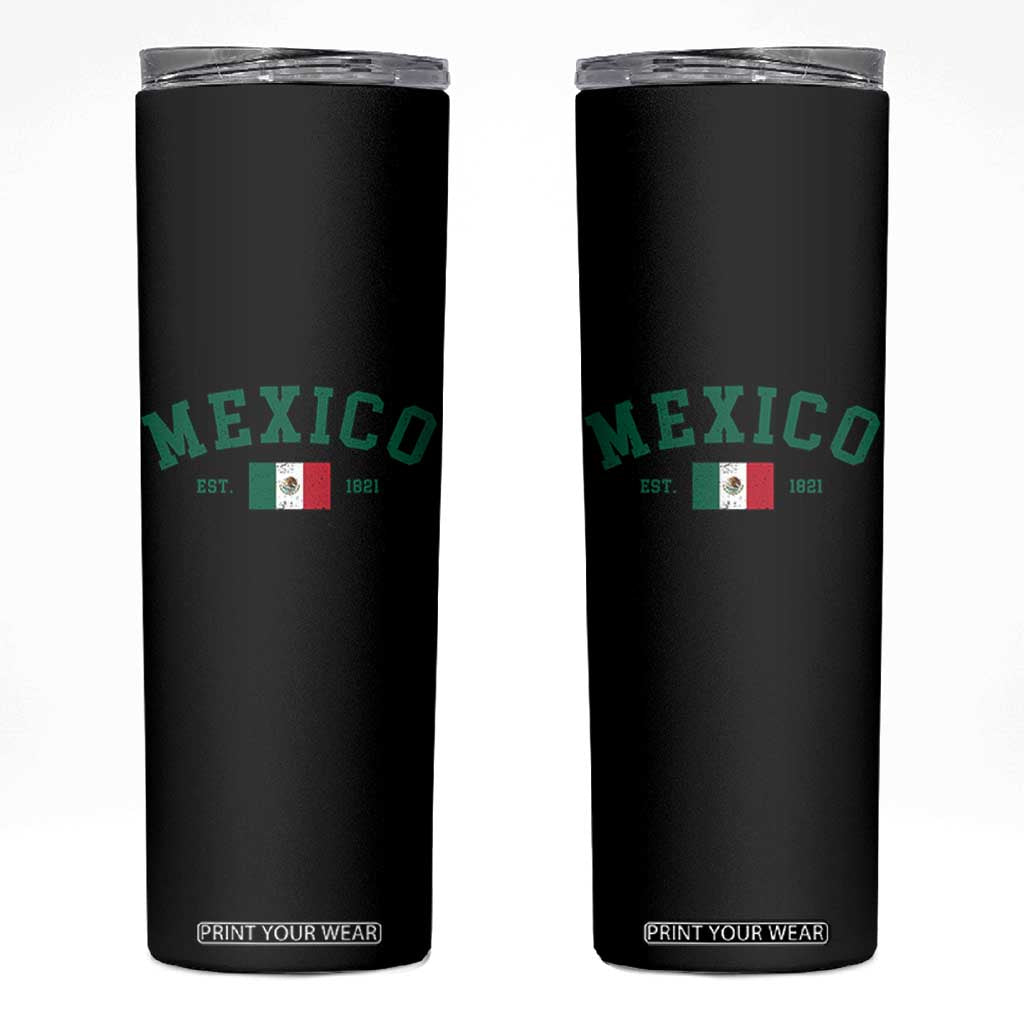 Mexico Mexican Flag Vintage Pride Skinny Tumbler TS14 Black Print Your Wear