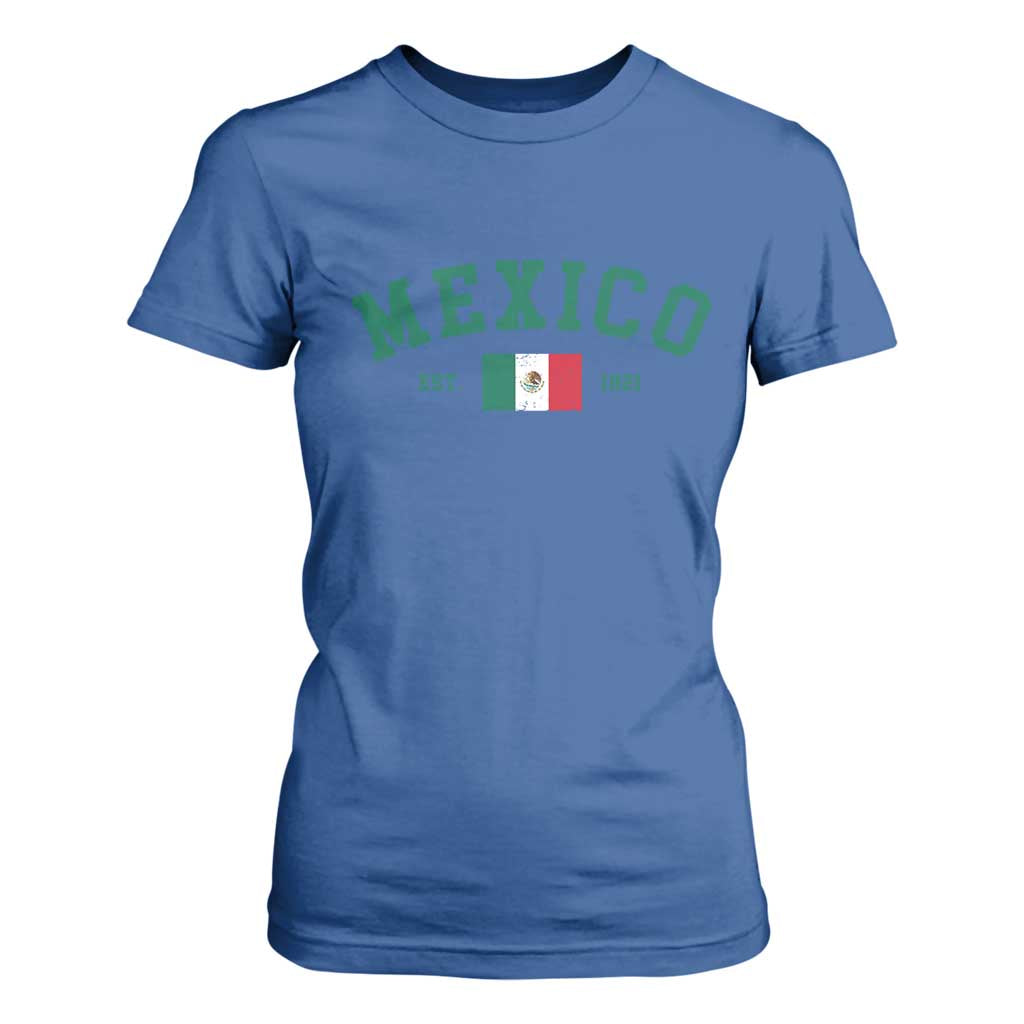 Mexico Mexican Flag Vintage Pride T Shirt For Women TS14 Royal Blue Print Your Wear