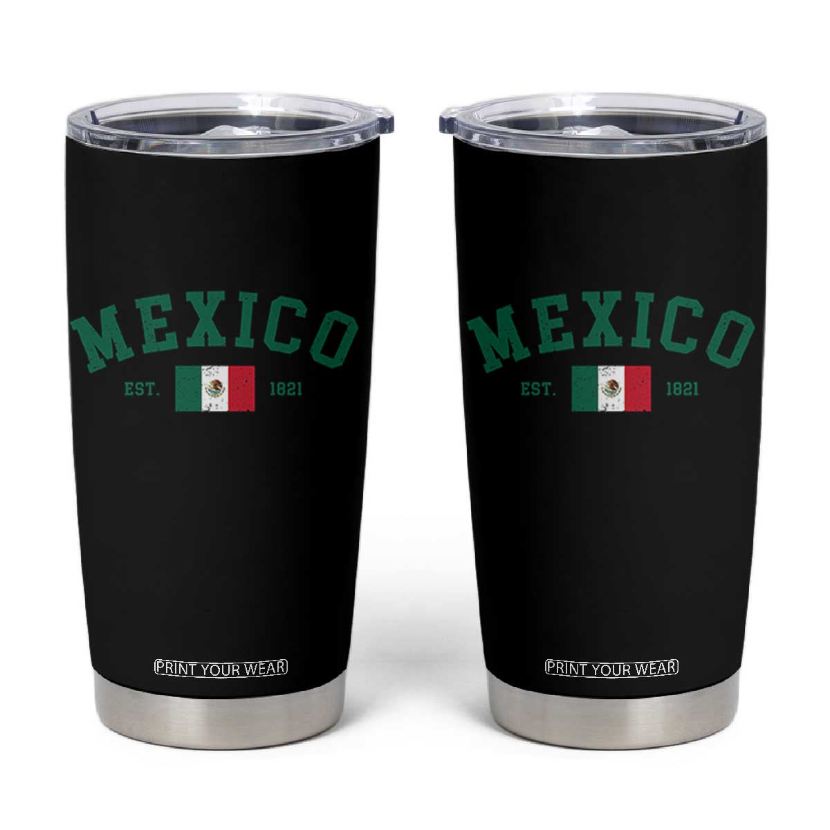 Mexico Mexican Flag Vintage Pride Tumbler Cup TS14 Black Print Your Wear