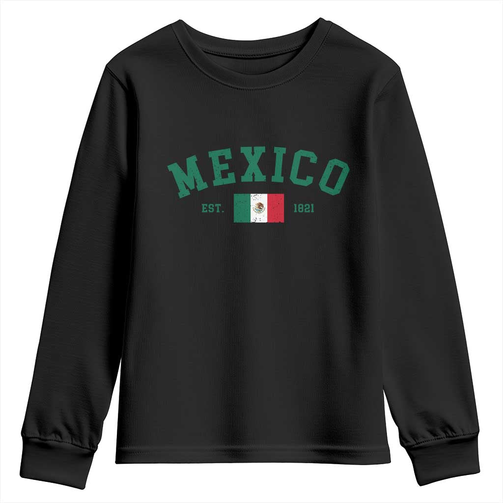 Mexico Mexican Flag Vintage Pride Youth Sweatshirt TS14 Black Print Your Wear
