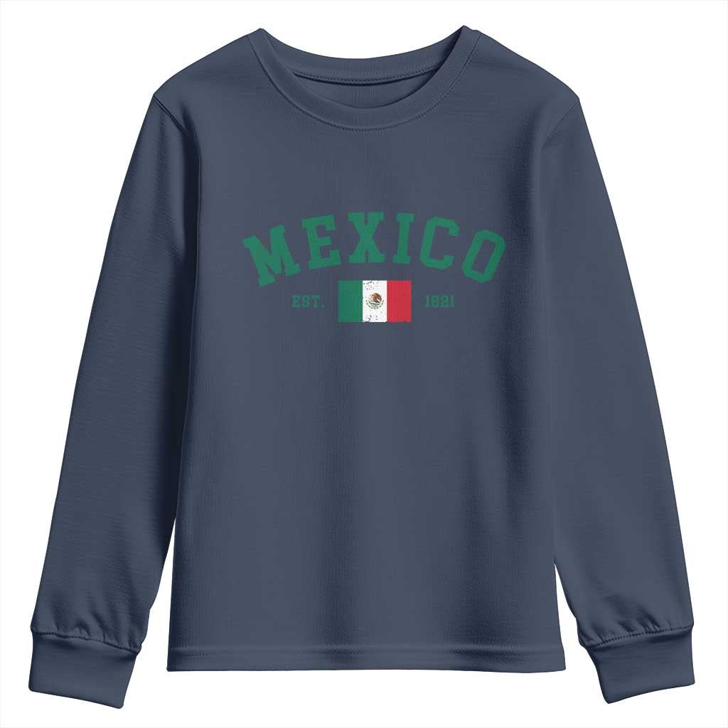Mexico Mexican Flag Vintage Pride Youth Sweatshirt TS14 Navy Print Your Wear