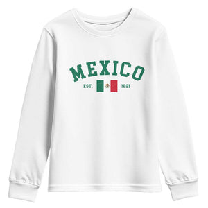 Mexico Mexican Flag Vintage Pride Youth Sweatshirt TS14 White Print Your Wear