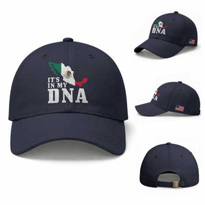It's in My DNA Mexican Proud Hispanic Gift Mexico Flag Baseball Cap TS14 Baseball Cap Universal Fit Navy Print Your Wear