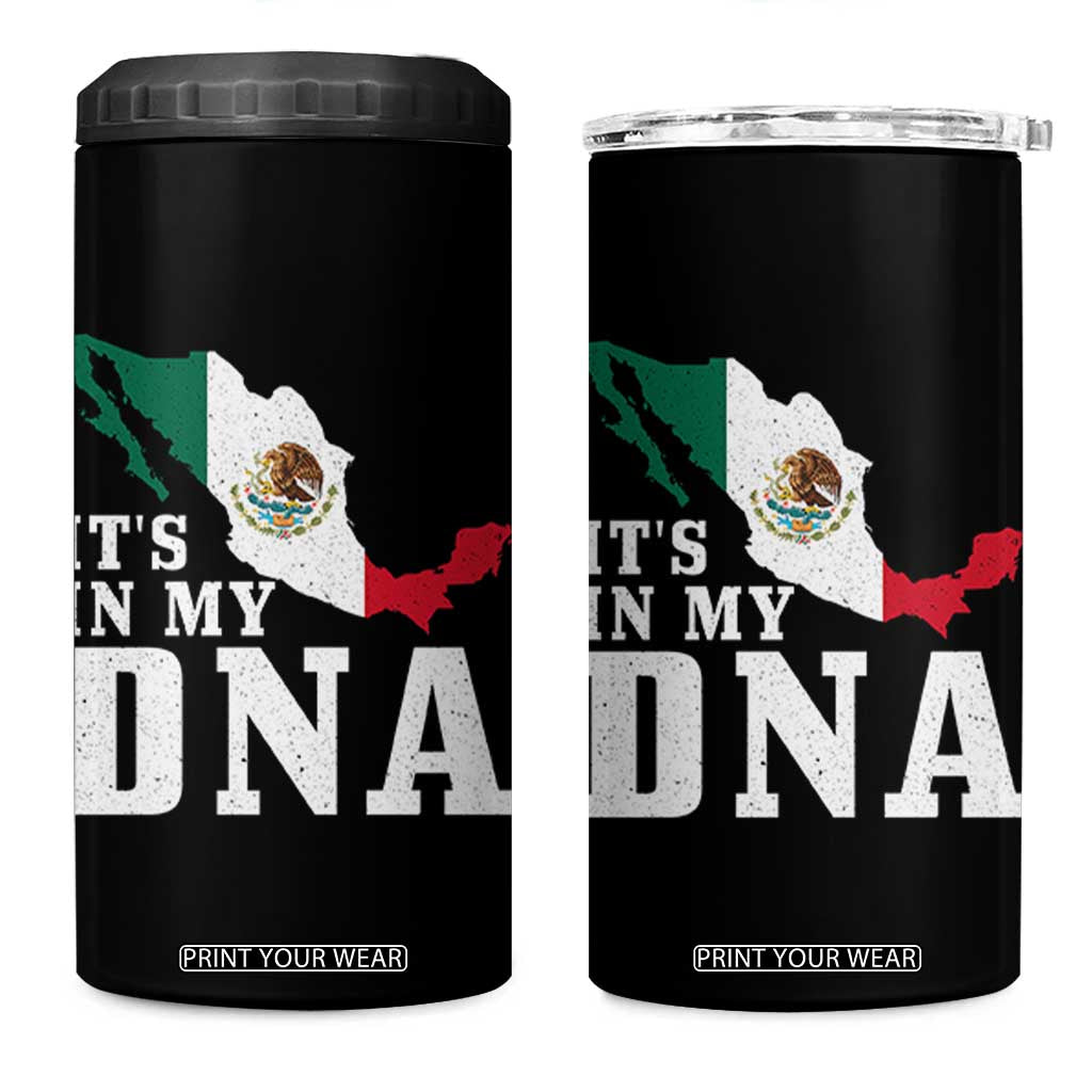 It's in My DNA Mexican Proud Hispanic Gift Mexico Flag 4 in 1 Can Cooler Tumbler TS14 One Size: 16 oz Black Print Your Wear