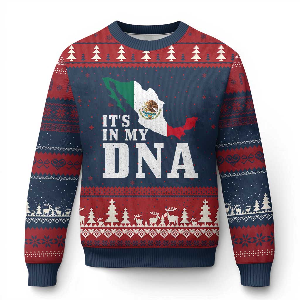 It's in My DNA Mexican Proud Hispanic Gift Mexico Flag Ugly Christmas Sweater TS14 Navy Red Print Your Wear