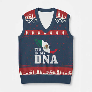 It's in My DNA Mexican Proud Hispanic Gift Mexico Flag V-Neck Knit Sweater Vest TS14 Navy Red Print Your Wear