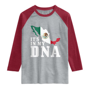 It's in My DNA Mexican Proud Hispanic Gift Mexico Flag Raglan Shirt TS14 Heather Gray Heather Red Print Your Wear