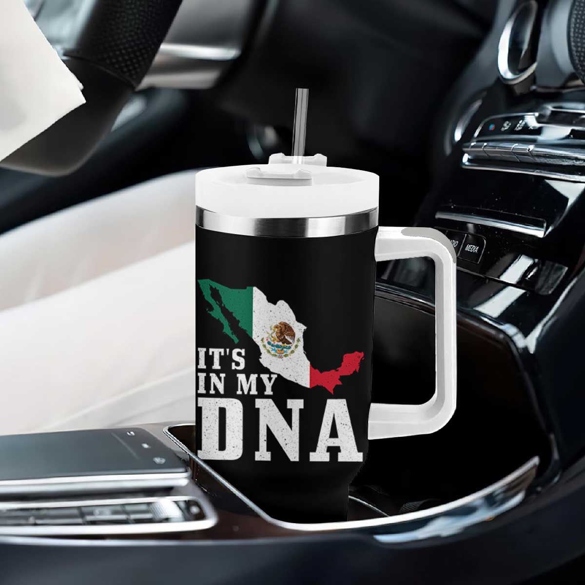 It's in My DNA Mexican Proud Hispanic Gift Mexico Flag Tumbler With Handle TS14 Print Your Wear