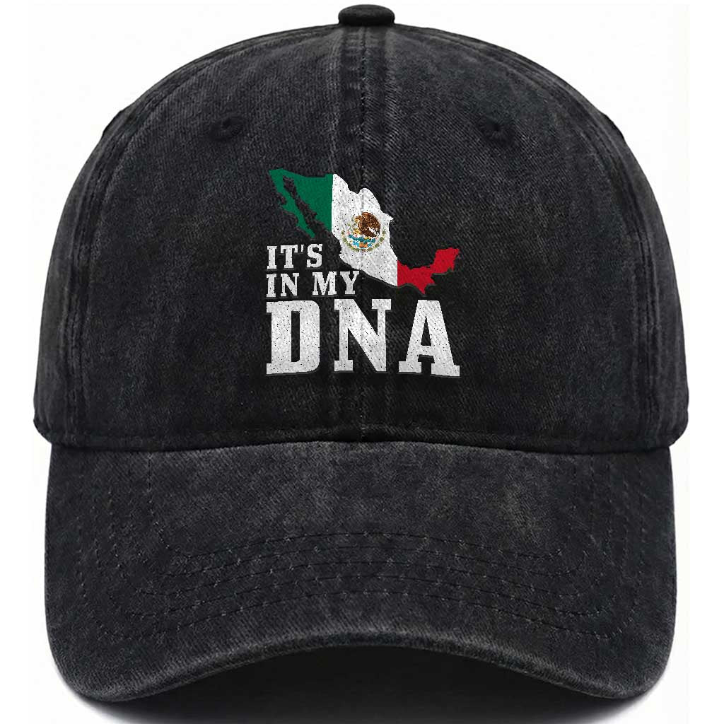 It's in My DNA Mexican Proud Hispanic Gift Mexico Flag Washed Cotton Baseball Cap TS14 Print Your Wear