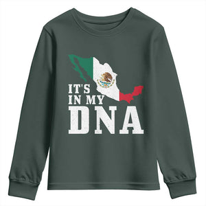It's in My DNA Mexican Proud Hispanic Gift Mexico Flag Youth Sweatshirt TS14 Dark Forest Green Print Your Wear
