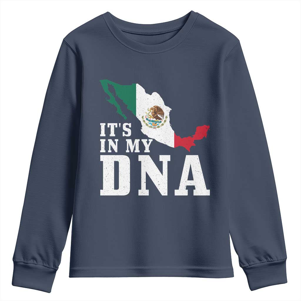 It's in My DNA Mexican Proud Hispanic Gift Mexico Flag Youth Sweatshirt TS14 Navy Print Your Wear