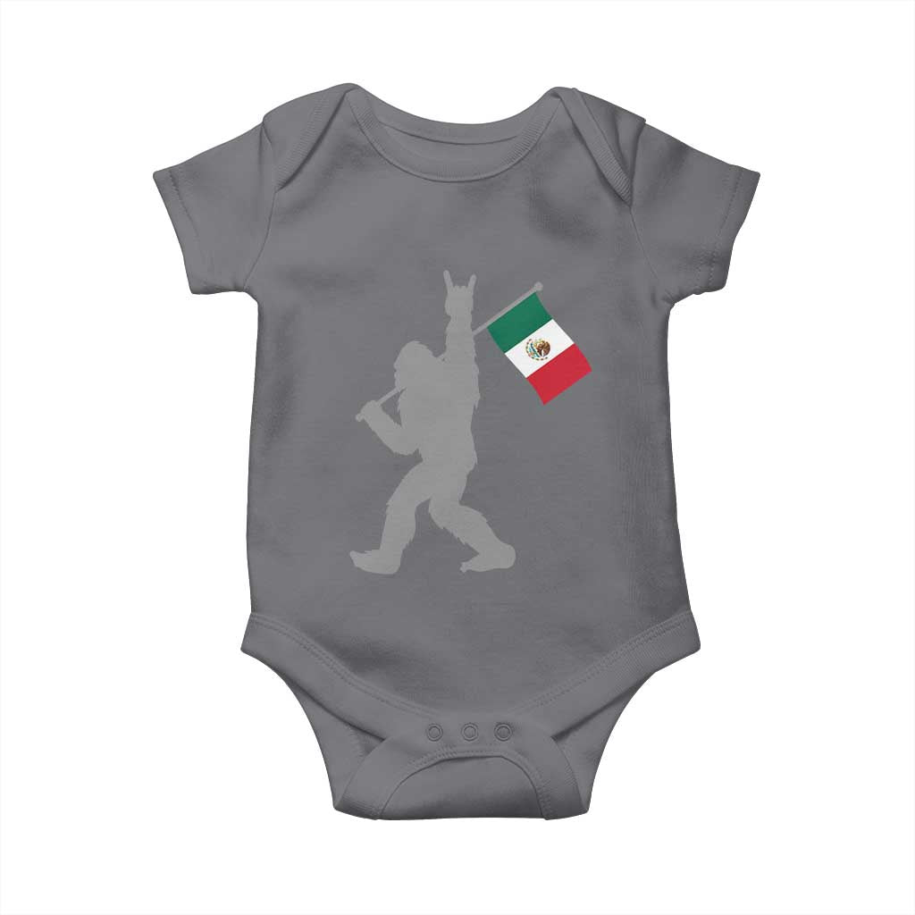 Bigfoot Rock On Hold Mexico Flag Sasquatch Believers Baby Onesie TS14 Charcoal Print Your Wear