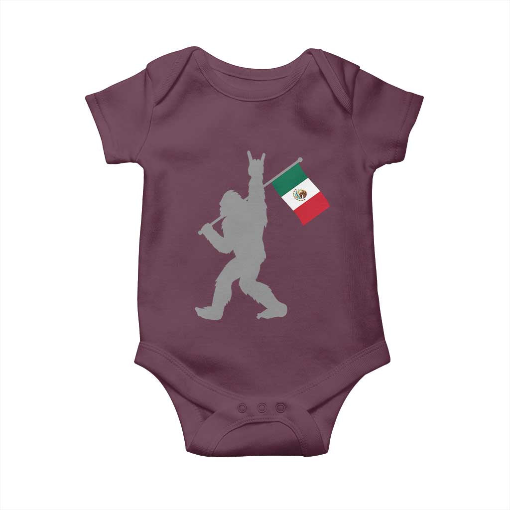 Bigfoot Rock On Hold Mexico Flag Sasquatch Believers Baby Onesie TS14 Maroon Print Your Wear