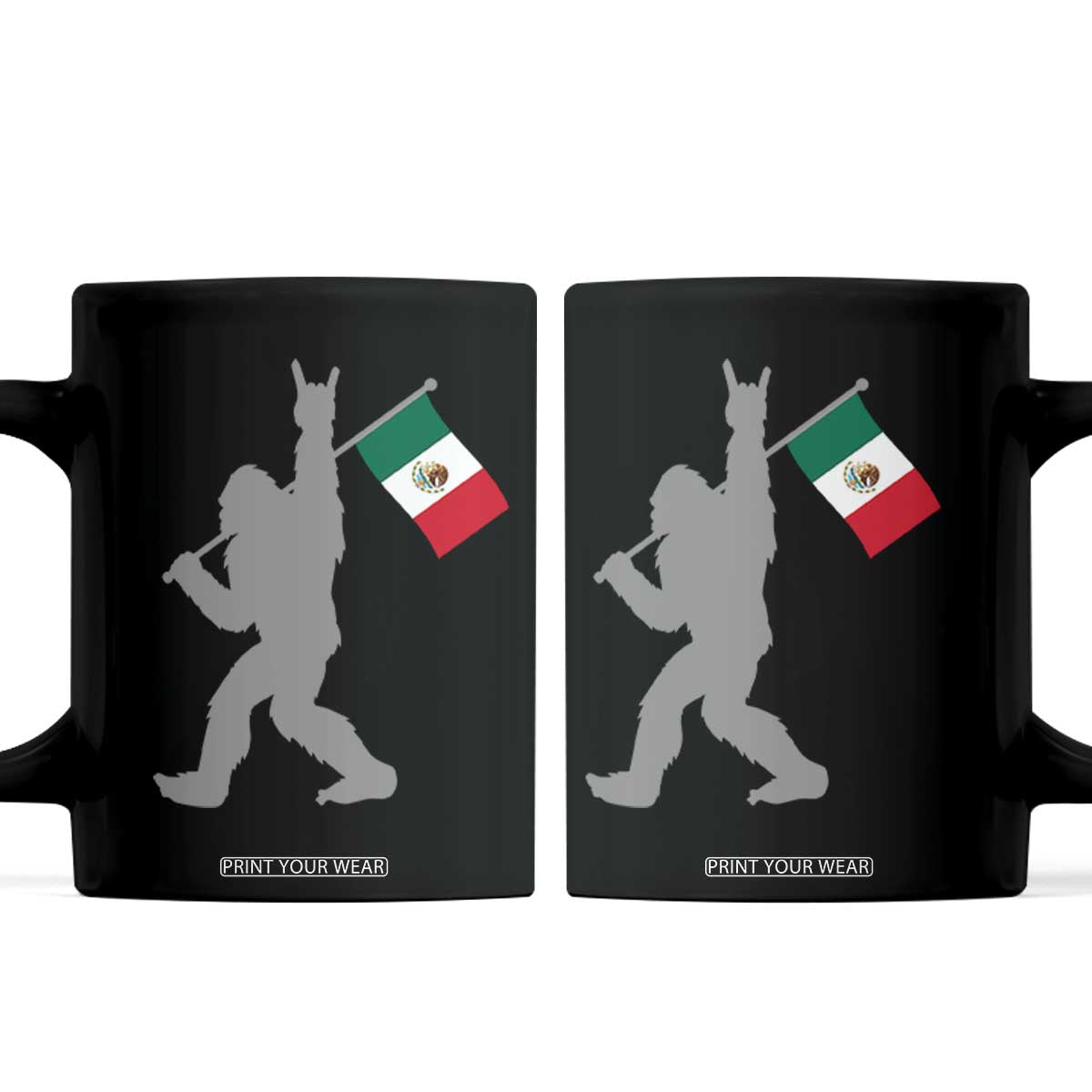 Bigfoot Rock On Hold Mexico Flag Sasquatch Believers Coffee Mug TS14 Black Print Your Wear