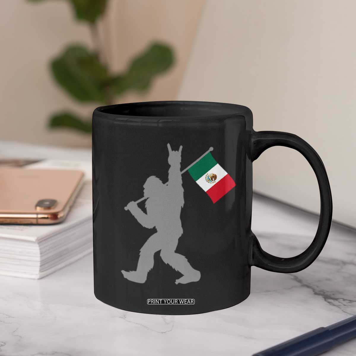 Bigfoot Rock On Hold Mexico Flag Sasquatch Believers Coffee Mug TS14 Print Your Wear