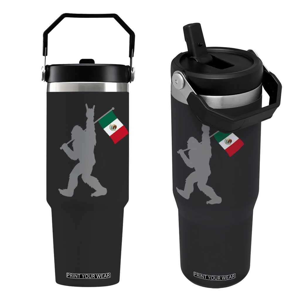 Bigfoot Rock On Hold Mexico Flag Sasquatch Believers Flip Straw Tumbler TS14 One Size: 30 oz Black Print Your Wear