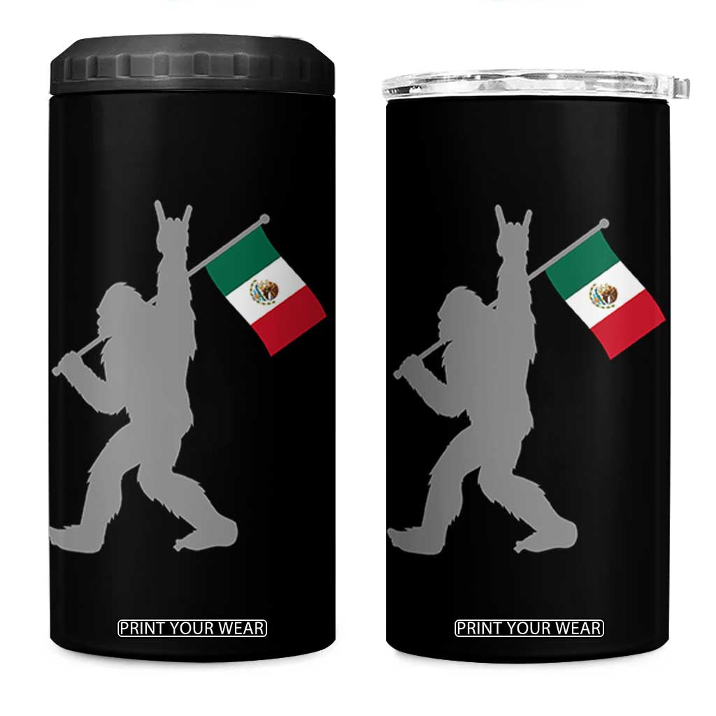 Bigfoot Rock On Hold Mexico Flag Sasquatch Believers 4 in 1 Can Cooler Tumbler TS14 One Size: 16 oz Black Print Your Wear