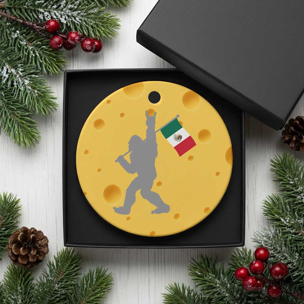 Bigfoot Rock On Hold Mexico Flag Sasquatch Believers Ceramic Ornament TS14 1pc Yellow Cheese Print Your Wear