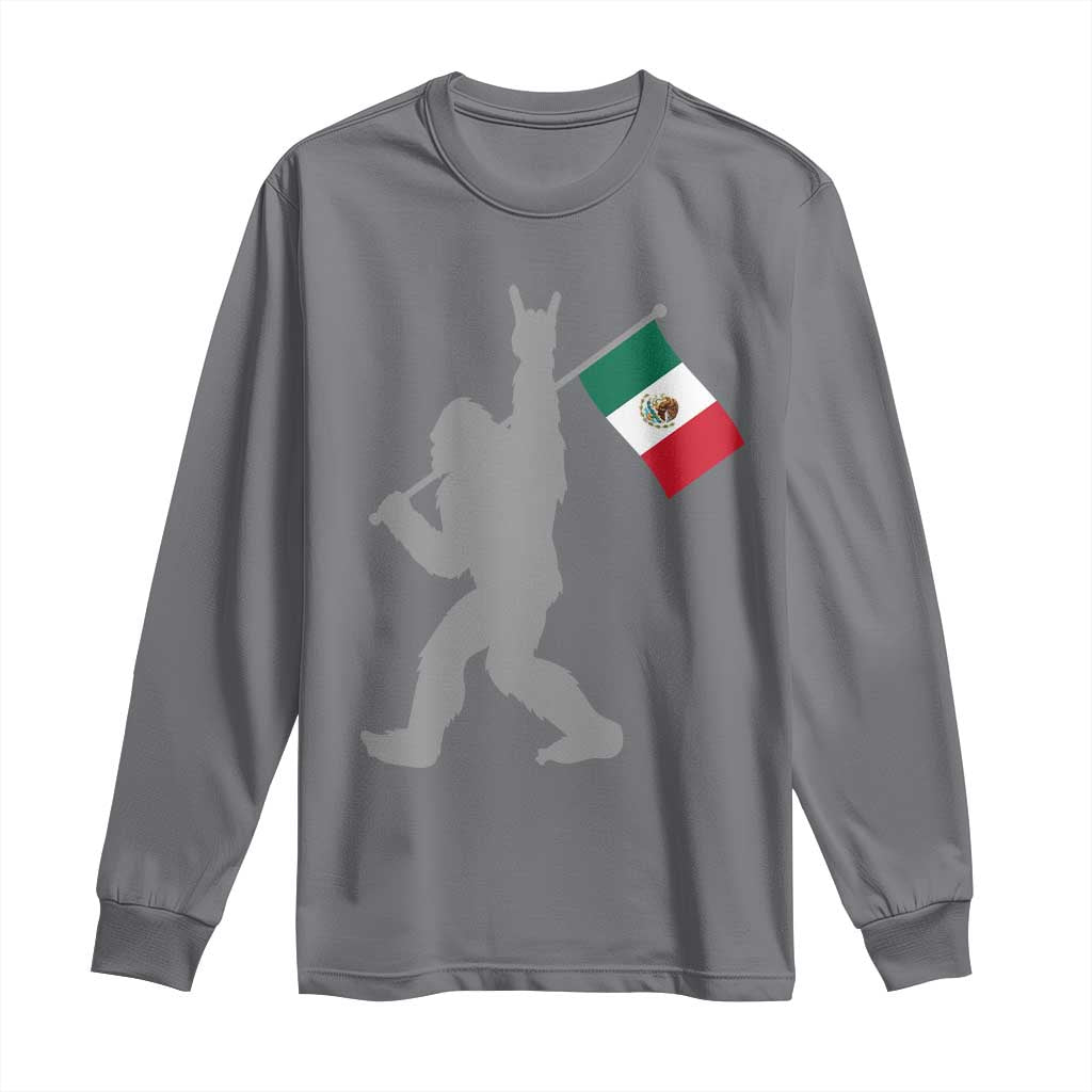 Bigfoot Rock On Hold Mexico Flag Sasquatch Believers Long Sleeve Shirt TS14 Charcoal Print Your Wear