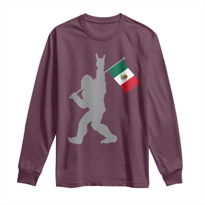 Bigfoot Rock On Hold Mexico Flag Sasquatch Believers Long Sleeve Shirt TS14 Maroon Print Your Wear