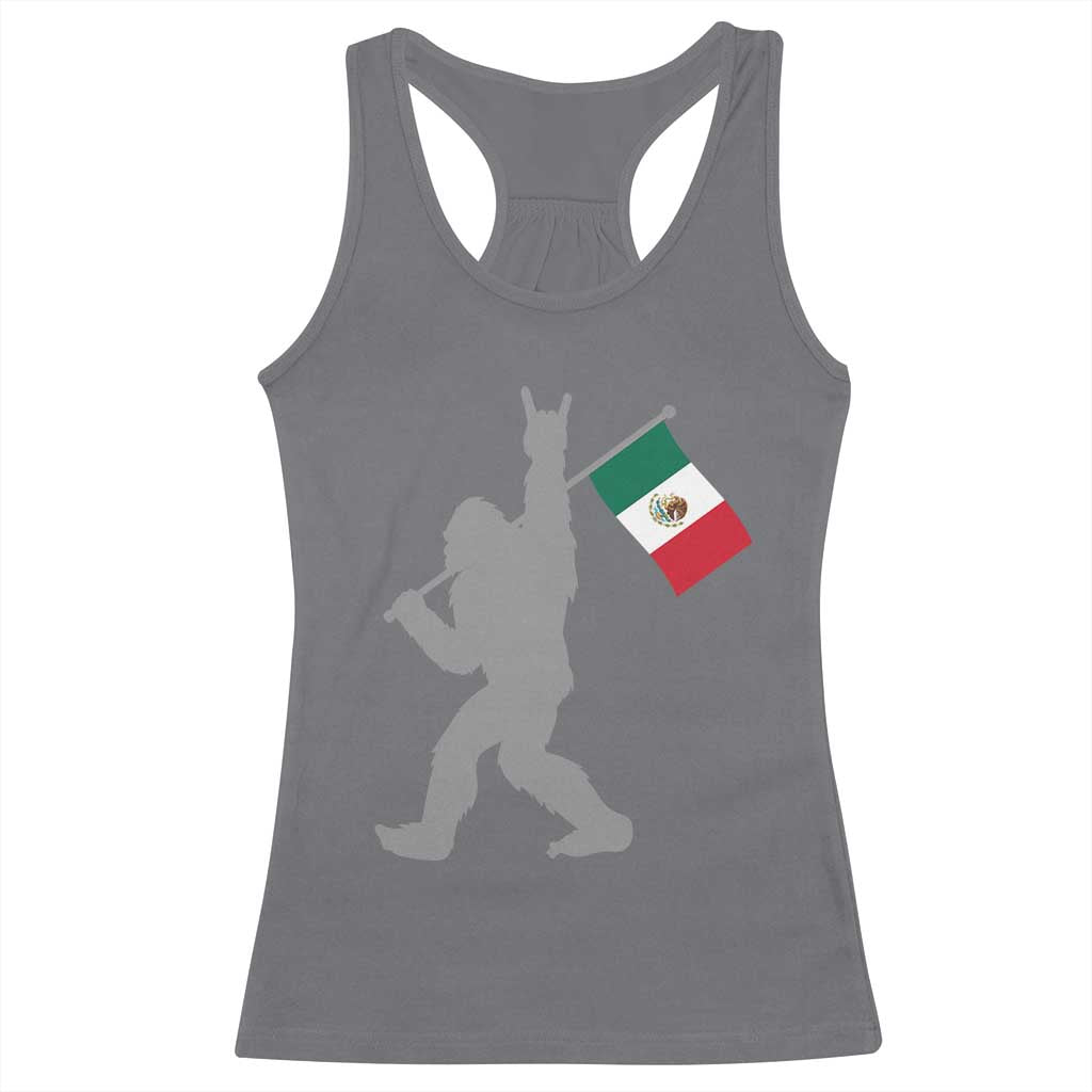 Bigfoot Rock On Hold Mexico Flag Sasquatch Believers Racerback Tank Top TS14 Charcoal Print Your Wear