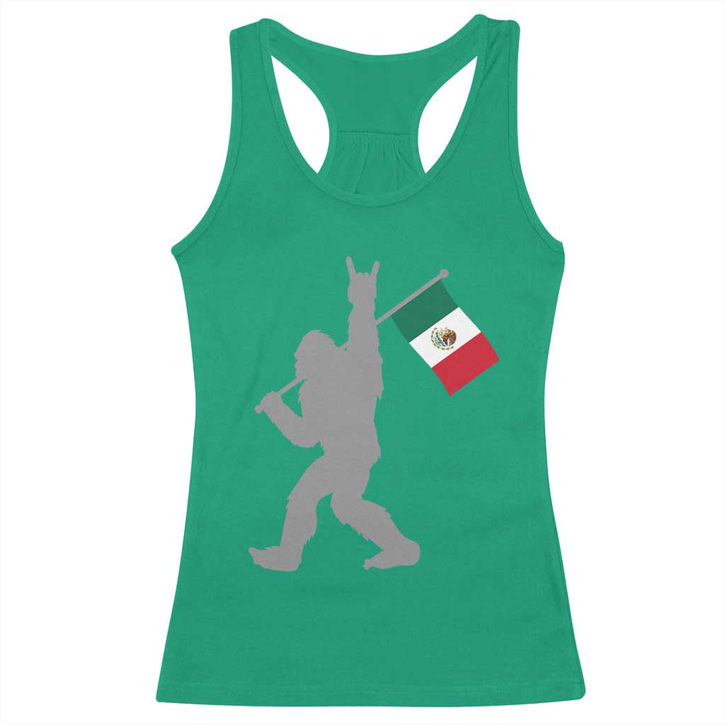 Bigfoot Rock On Hold Mexico Flag Sasquatch Believers Racerback Tank Top TS14 Irish Green Print Your Wear
