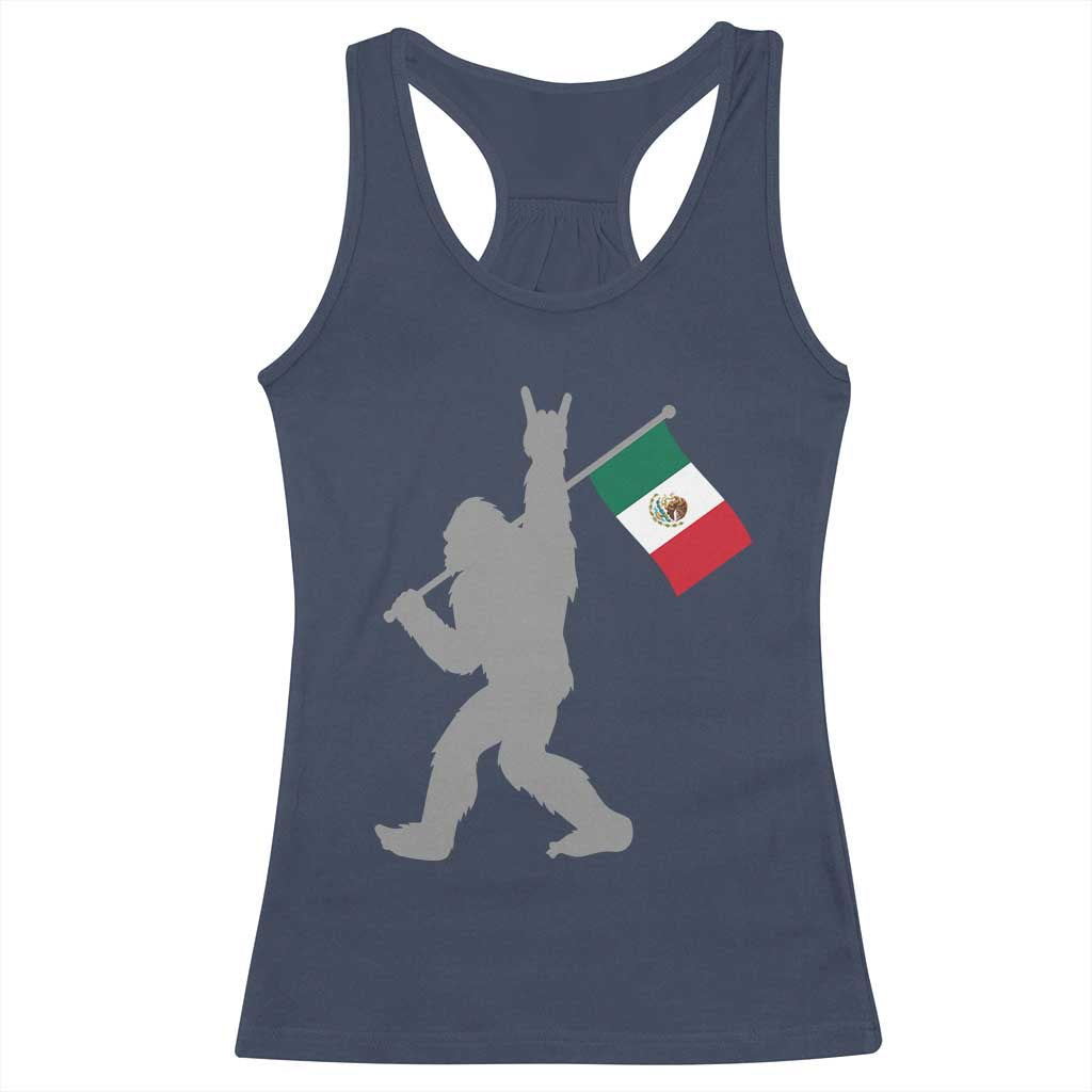 Bigfoot Rock On Hold Mexico Flag Sasquatch Believers Racerback Tank Top TS14 Navy Print Your Wear