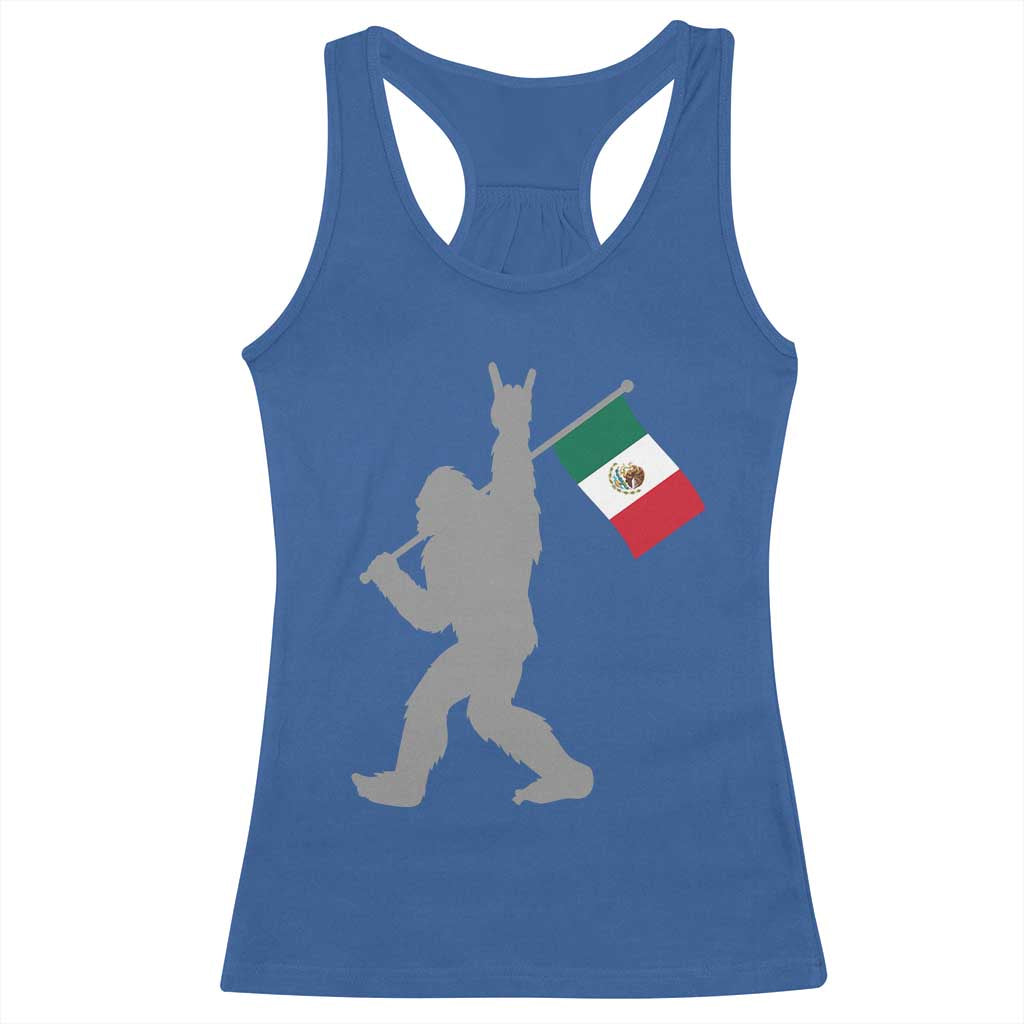 Bigfoot Rock On Hold Mexico Flag Sasquatch Believers Racerback Tank Top TS14 Royal Blue Print Your Wear