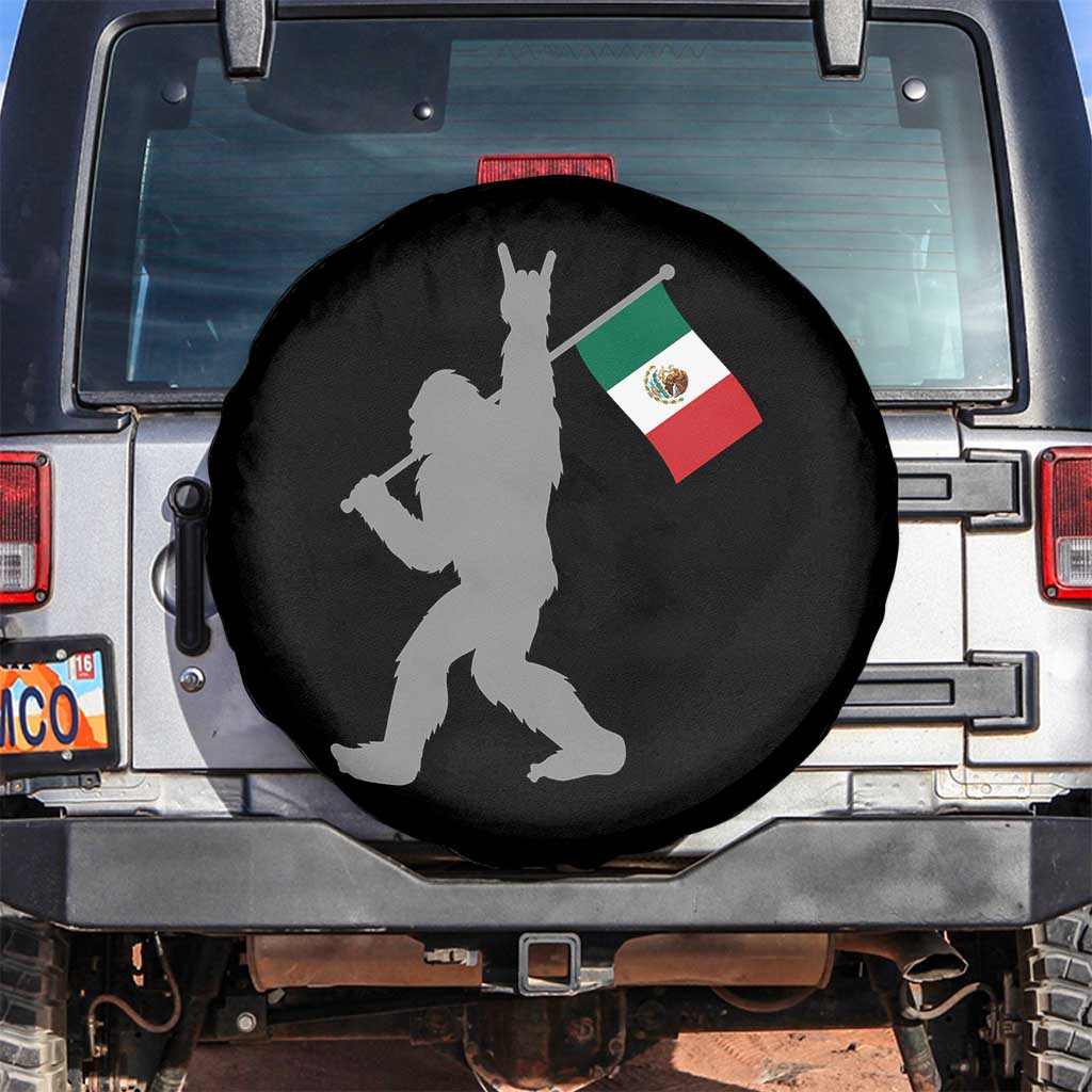 Bigfoot Rock On Hold Mexico Flag Sasquatch Believers Spare Tire Cover TS14 No hole Black Print Your Wear