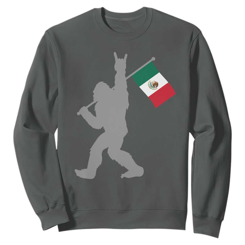 Bigfoot Rock On Hold Mexico Flag Sasquatch Believers Sweatshirt TS14 Dark Heather Print Your Wear