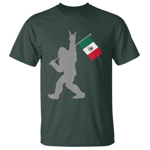 Bigfoot Rock On Hold Mexico Flag Sasquatch Believers T Shirt TS14 Dark Forest Green Print Your Wear
