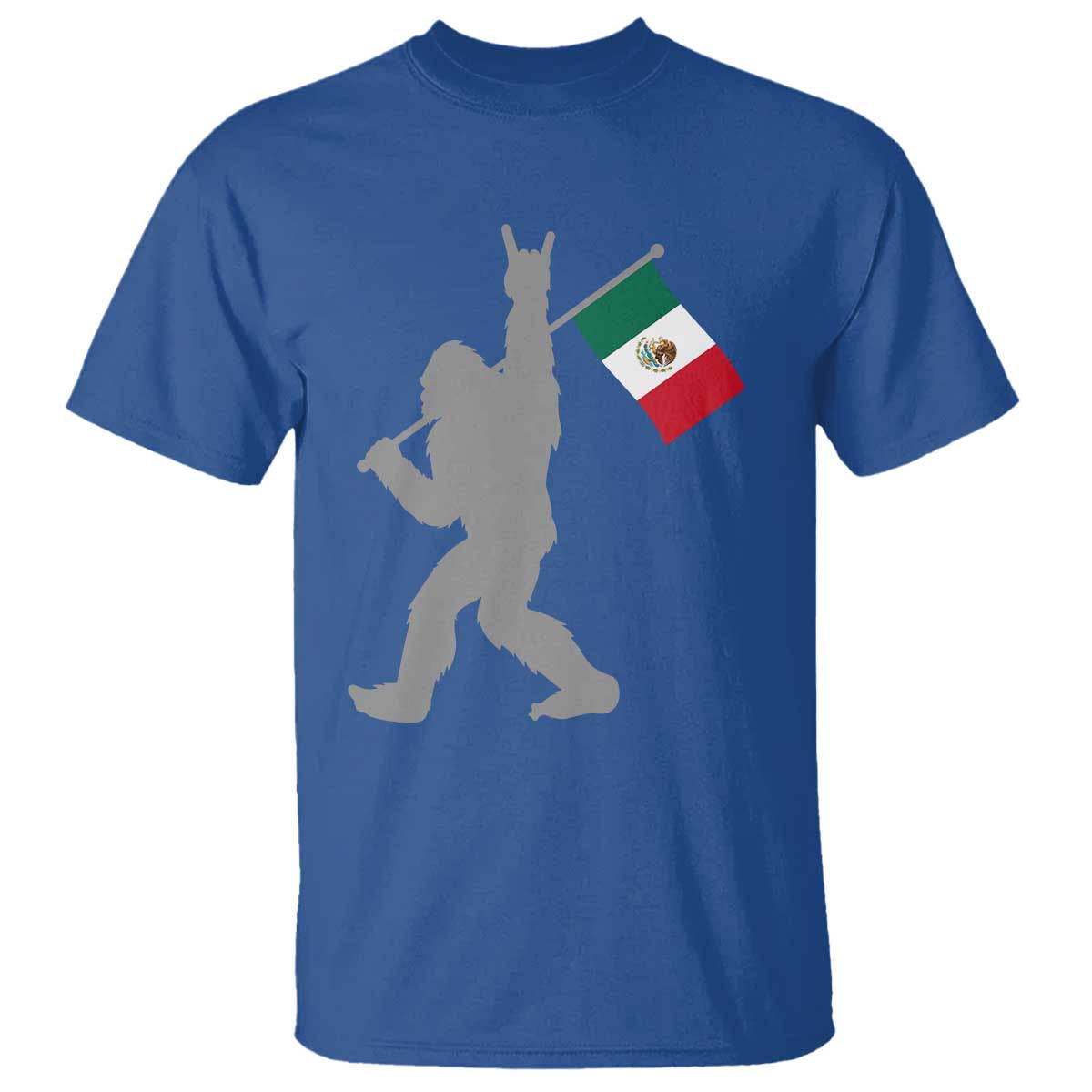 Bigfoot Rock On Hold Mexico Flag Sasquatch Believers T Shirt TS14 Royal Blue Print Your Wear