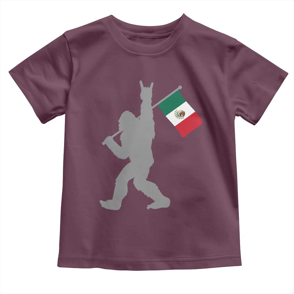Bigfoot Rock On Hold Mexico Flag Sasquatch Believers Toddler T Shirt TS14 Maroon Print Your Wear