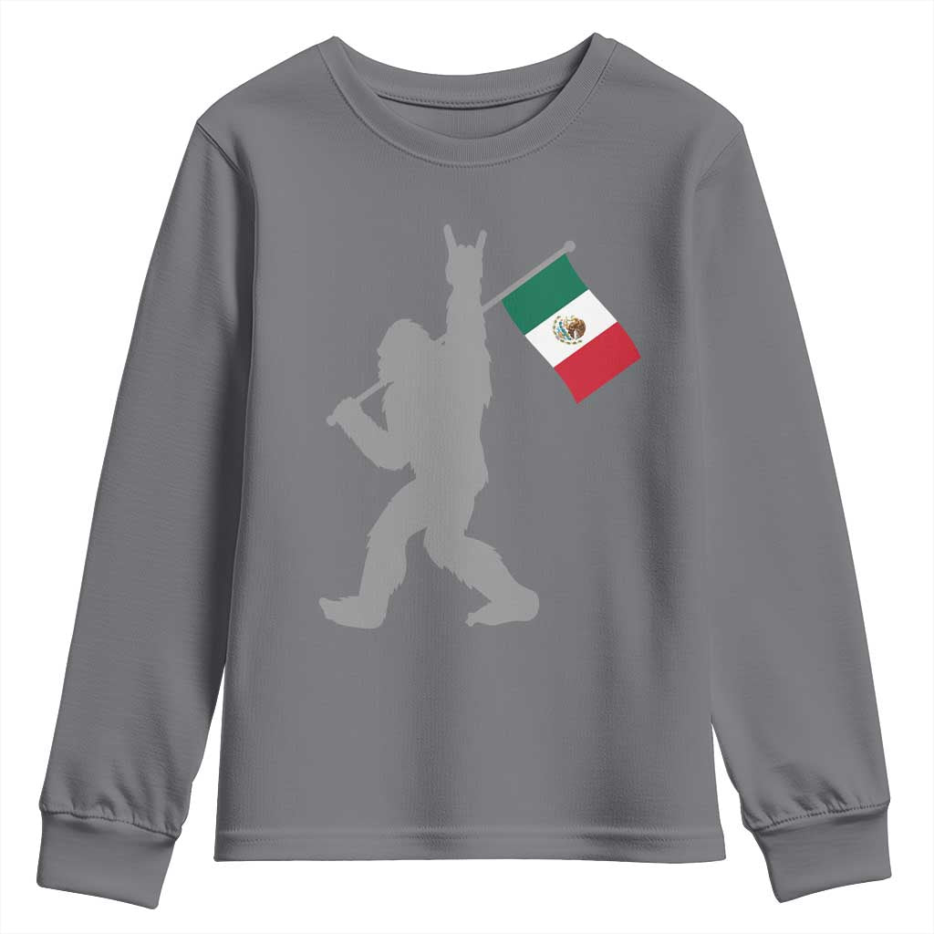 Bigfoot Rock On Hold Mexico Flag Sasquatch Believers Youth Sweatshirt TS14 Charcoal Print Your Wear