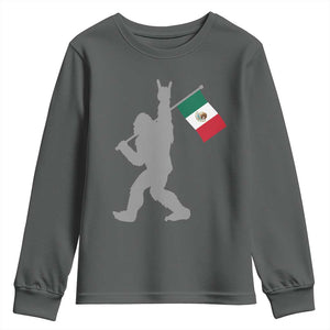 Bigfoot Rock On Hold Mexico Flag Sasquatch Believers Youth Sweatshirt TS14 Dark Heather Print Your Wear