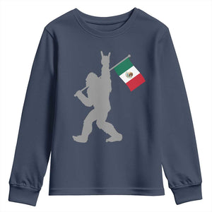 Bigfoot Rock On Hold Mexico Flag Sasquatch Believers Youth Sweatshirt TS14 Navy Print Your Wear