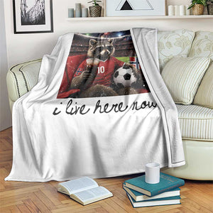 Norway Soccer Football Fan Norge Norwegian Flag Throw Blanket Funny Raccoon I Live Here Now TS14 Print Your Wear