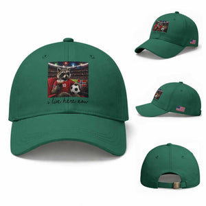 Norway Soccer Football Fan Norge Norwegian Flag Baseball Cap Funny Raccoon I Live Here Now TS14 Baseball Cap Universal Fit Irish Green Print Your Wear