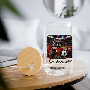 Norway Soccer Football Fan Norge Norwegian Flag Glass Can Funny Raccoon I Live Here Now TS14 Print Your Wear