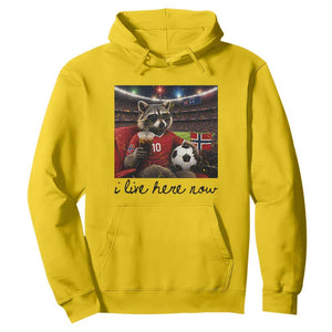Norway Soccer Football Fan Norge Norwegian Flag Hoodie Funny Raccoon I Live Here Now TS14 Daisy Print Your Wear