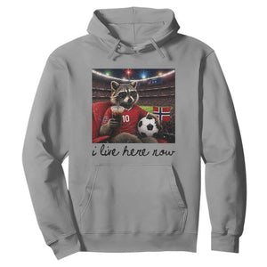 Norway Soccer Football Fan Norge Norwegian Flag Hoodie Funny Raccoon I Live Here Now TS14 Sport Gray Print Your Wear
