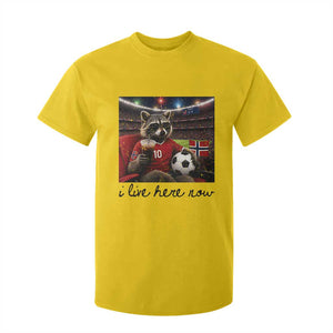 Norway Soccer Football Fan Norge Norwegian Flag T Shirt For Kid Funny Raccoon I Live Here Now TS14 Daisy Print Your Wear
