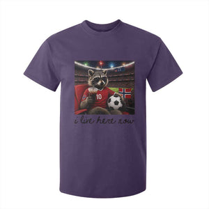 Norway Soccer Football Fan Norge Norwegian Flag T Shirt For Kid Funny Raccoon I Live Here Now TS14 Print Your Wear