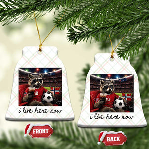 Norway Soccer Football Fan Norge Norwegian Flag Ceramic Ornament Funny Raccoon I Live Here Now TS14 Print Your Wear