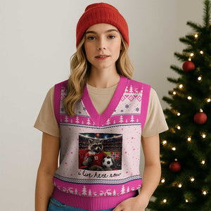 Norway Soccer Football Fan Norge Norwegian Flag V-Neck Knit Sweater Vest Funny Raccoon I Live Here Now TS14 Hot Pink Print Your Wear