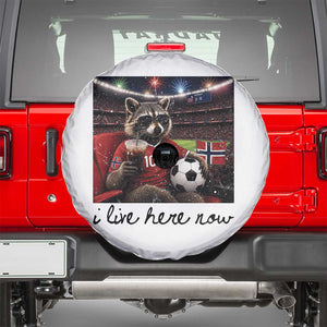 Norway Soccer Football Fan Norge Norwegian Flag Spare Tire Cover Funny Raccoon I Live Here Now TS14 White Print Your Wear