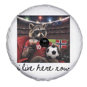 Norway Soccer Football Fan Norge Norwegian Flag Spare Tire Cover Funny Raccoon I Live Here Now TS14 Print Your Wear