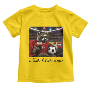 Norway Soccer Football Fan Norge Norwegian Flag Toddler T Shirt Funny Raccoon I Live Here Now TS14 Daisy Print Your Wear